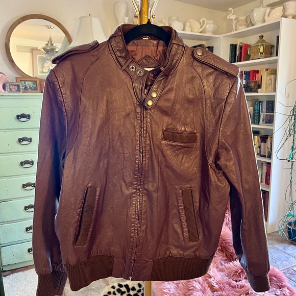 Vintage Maroon Leather Member's Only Style Jacket - Picture 2 of 13